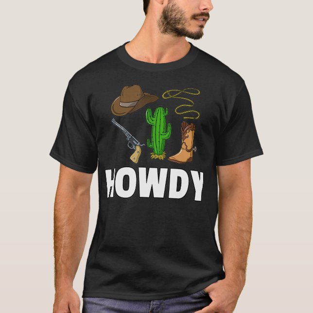 Howdy Cowboy Western Gift Men Country  T-Shirt (Front)