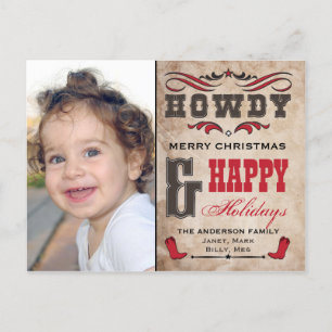 Howdy Cowboy Western Xmas Phostcard Holiday Postcard