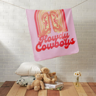 Howdy Cowboys Cute Cowgirl Boots Western Style Baby Blanket