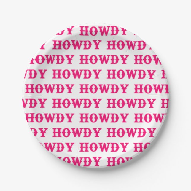 Howdy Cowgirl Disco Last Rodeo Bachelorette Paper Plate (Front)