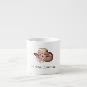 Howdy Cowgirl Floral Hat Espresso Cup