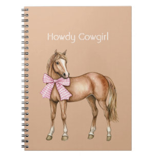 Howdy Cowgirl Horse Pink Bow Notebook