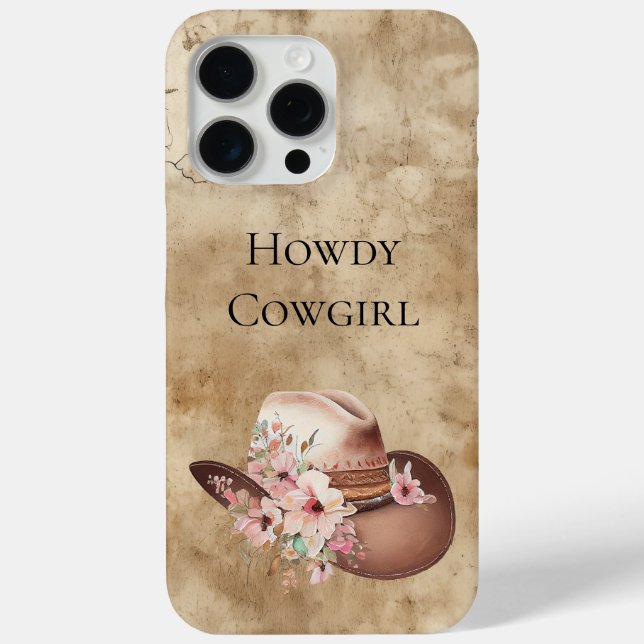 Howdy Cowgirl Pink Floral Hat Western Chic Case-Mate iPhone Case (Back)