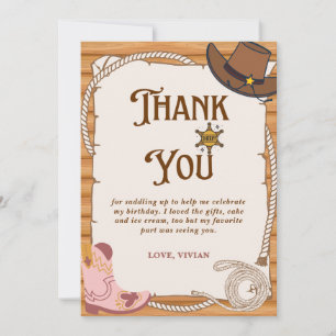 Howdy! Cowgirl Saddle Up Birthday Thank You Card