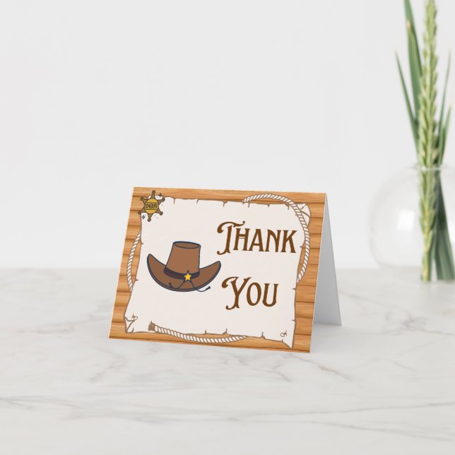 Howdy! Cowgirl Saddle Up Thank You Card (Front)