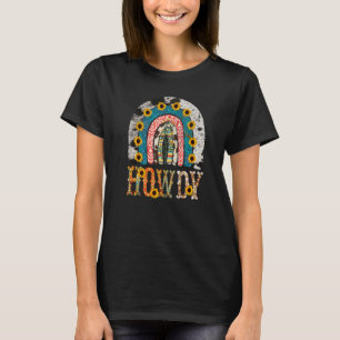 Howdy Cowgirl Western Leopard Cow Print Flower Rai T-Shirt