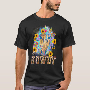 Howdy Cowgirl Western Leopard Unicorn Cow Print Fl T-Shirt