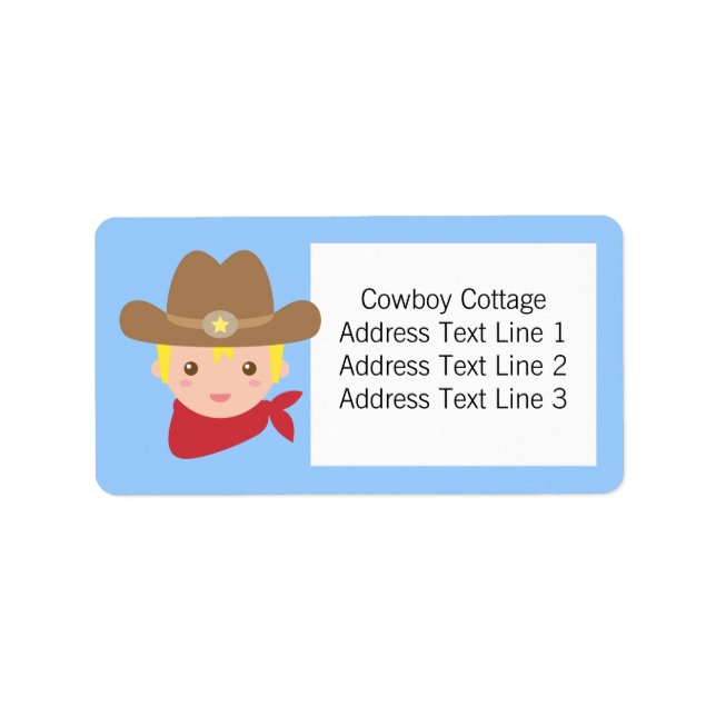 Howdy, Cute Cowboy for little boys Label (Front)