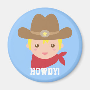 Howdy, Cute Cowboy for little boys Magnet