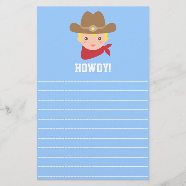 Howdy, Cute Cowboy for little boys Stationery (Front)