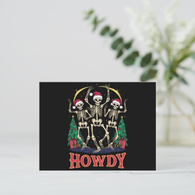 Howdy Dancing Skeleton Funny Christmas Holiday (Standing Front)