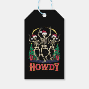 Howdy Dancing Skeleton Funny Christmas Holiday Gift Tags