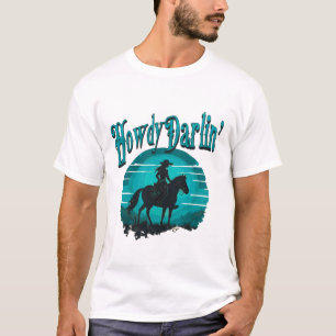 Howdy Darlin’ Western T-Shirt – Retro Cowgirl Suns