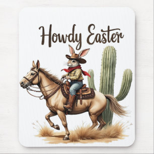 Howdy Easter Bunny Riding a Horse Cowboy  Mouse Mat