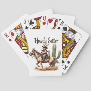 Howdy Easter Bunny Riding a Horse Cowboy Playing Cards
