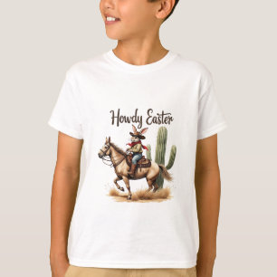 Howdy Easter Bunny Riding a Horse Cowboy T-Shirt