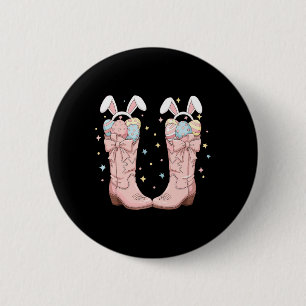 Howdy Easter Western Easter Bunny Cowboy Boots Eas 6 Cm Round Badge