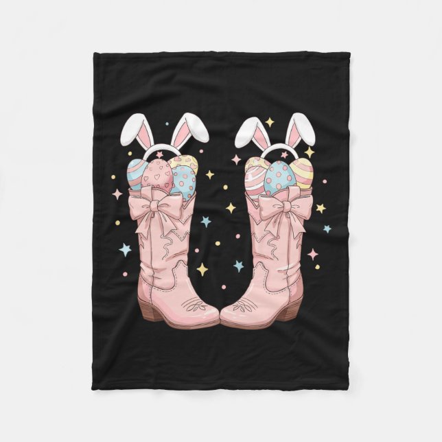 Howdy Easter Western Easter Bunny Cowboy Boots Eas Fleece Blanket (Front)