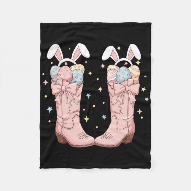 Howdy Easter Western Easter Bunny Cowboy Boots Eas Fleece Blanket (Front)