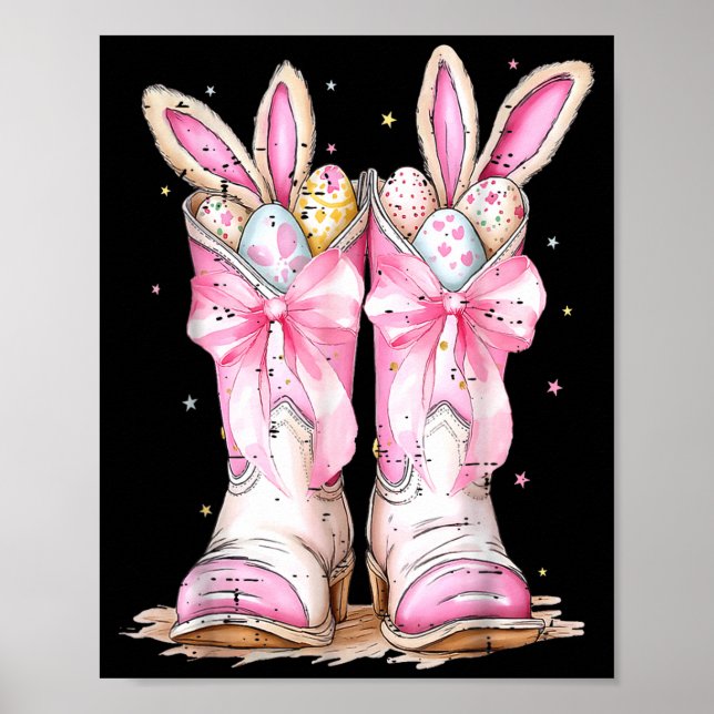 Howdy Easter Western Easter Bunny Cowboy Boots Hap Poster (Front)