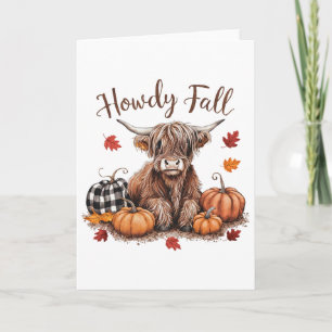 Howdy Fall Cow Happy Thanksgiving Autumn Vibes Fal Card