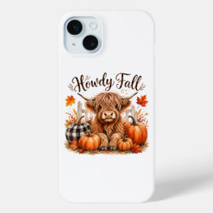 Howdy Fall Highland Cow Happy Thanksgiving Autumn iPhone 15 Mini Case