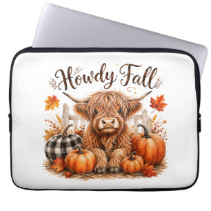 Howdy Fall Highland Cow Happy Thanksgiving Autumn Laptop Sleeve