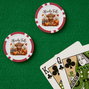Howdy Fall Highland Cow Happy Thanksgiving Autumn Poker Chips
