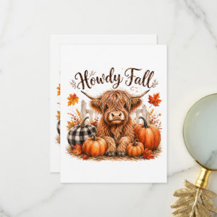 Howdy Fall Highland Cow Happy Thanksgiving Autumn Thank You Card