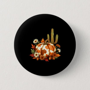 Howdy Fall Pumpkin Retro Western Cowboy Cow Hallow 6 Cm Round Badge