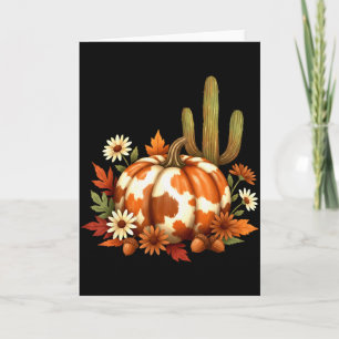 Howdy Fall Pumpkin Retro Western Cowboy Cow Hallow Card