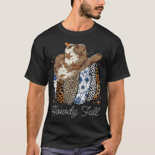 Howdy Fall Pumpkin With Cowboy Hat Leopard T-Shirt