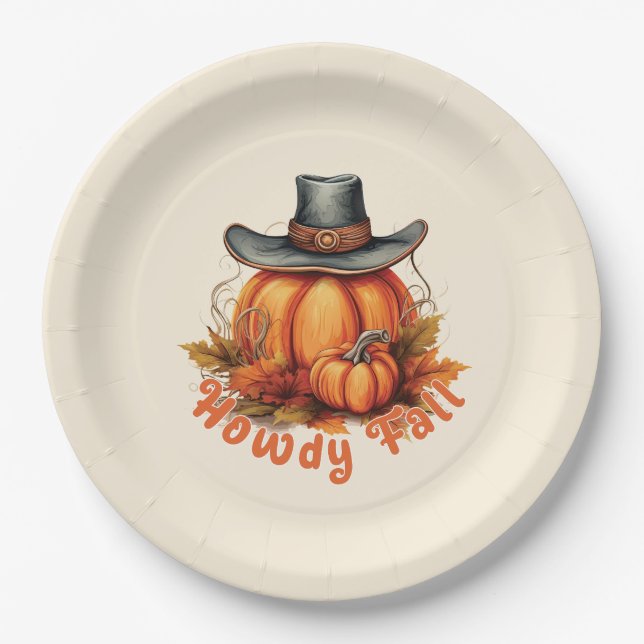 Howdy Fall – Rustic Autumn Vibes Paper Plate (Front)