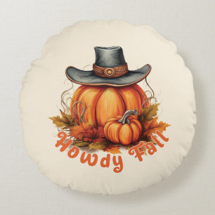 Howdy Fall – Rustic Autumn Vibes Round Cushion