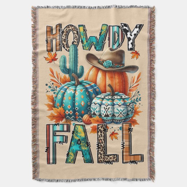 Howdy Fall Throw Blanket Secret Santa Gift (Front Vertical)