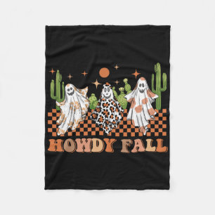 Howdy Fall Western Halloween Spooky Season With Ca Fleece Blanket