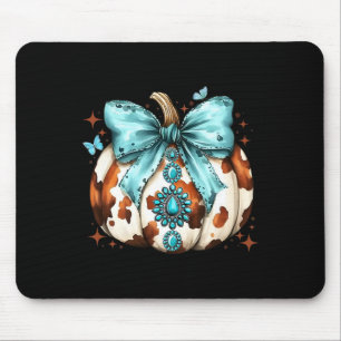 Howdy Fall Western Pumpkin Halloween Cowhide Pumpk Mouse Mat