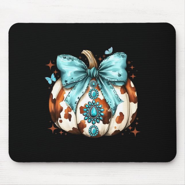 Howdy Fall Western Pumpkin Halloween Cowhide Pumpk Mouse Mat (Front)