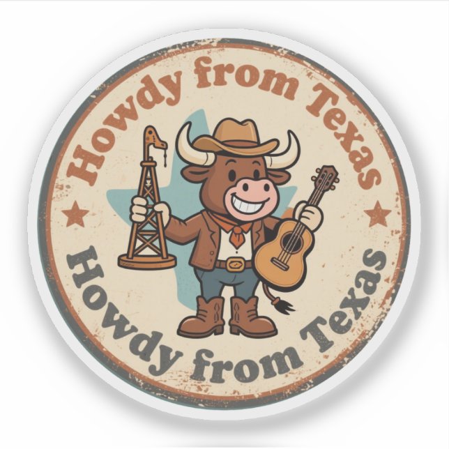 Howdy from Texas_ Retro Longhorn Western Artwork (Front)