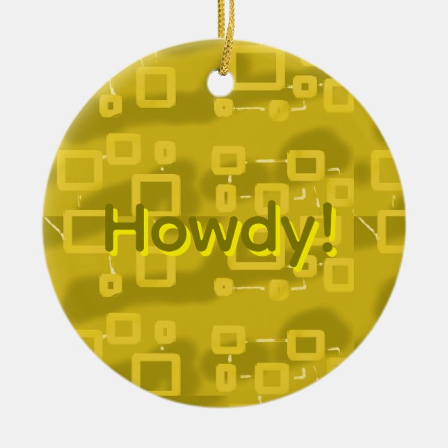 Howdy Geometric  Ceramic Tree Decoration (Front)
