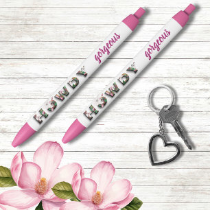 Howdy Gorgeous Rustic Chic Floral Black Ink Pen