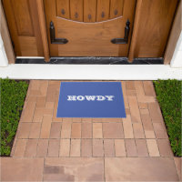 "Howdy" Greeting or Name, Blue & White Doormat