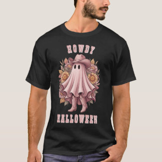 Howdy Halloween Western Cowboy Ghost&Autumn Sunfl T-Shirt