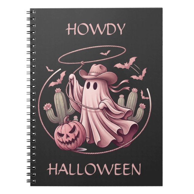 Howdy Halloween Western Cowboy Ghost & Lasso Notebook (Front)
