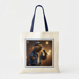 "Howdy Harmonics: The Denim-Clad Capybara Crooner" Tote Bag