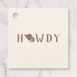 Howdy Hat My First Rodeo Birthday Neutral Party Favour Tags