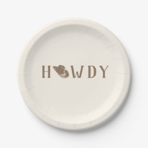 Howdy Hat My First Rodeo Birthday Neutral Party Paper Plate