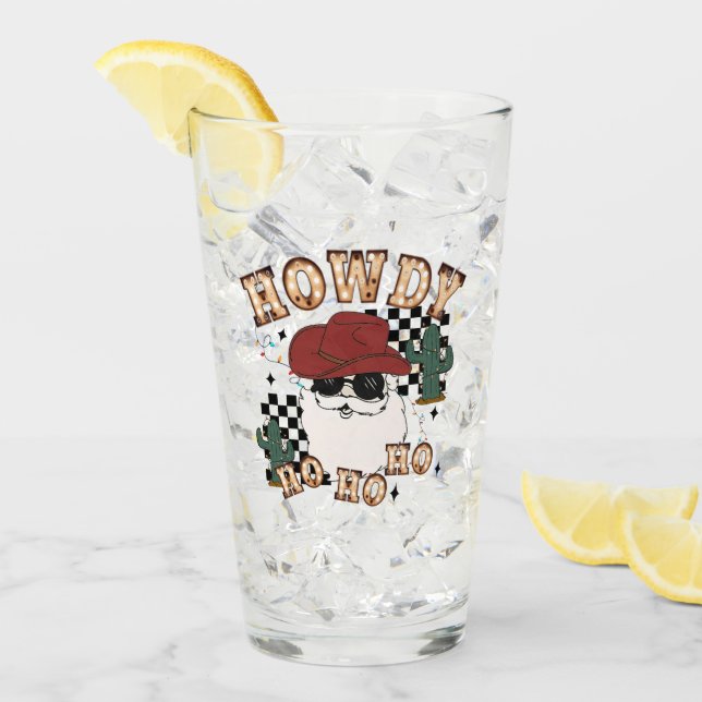 Howdy Ho Ho Santa Glass (Front Ice)