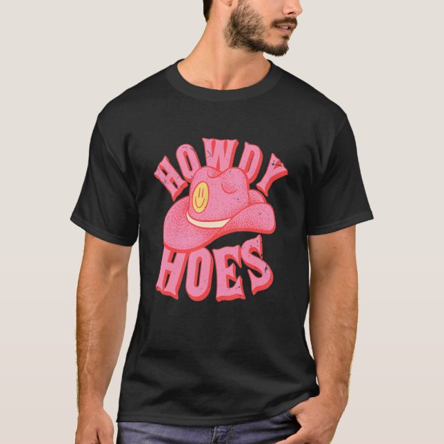 HOWDY HOES Preppy Aesthetic Creamy Pink Background T-Shirt (Front)