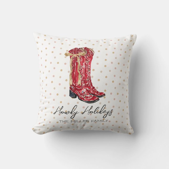 Howdy Holidays Cowgirl Cushion (Front)